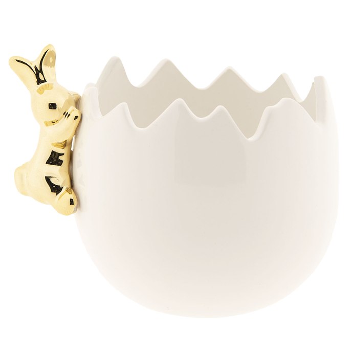 Dekoračná váza králik s vajíčkom- zlatá